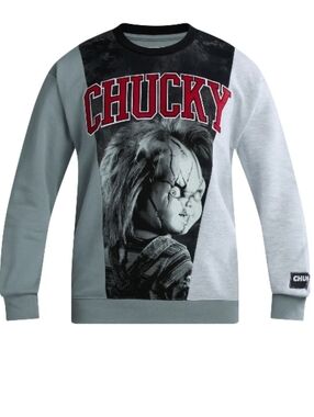 Chucky  Men's Graphic Crewneck Sweatshirt  Light Gray New Size XL